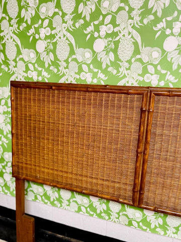 Vintage American of Martinsville Faux Bamboo Queen Headboard Ready to Ship - Hibiscus House