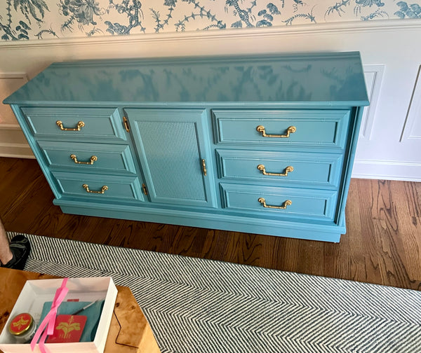 Vintage Florida Furniture Faux Bamboo and Cane Credenza Available for Customization!