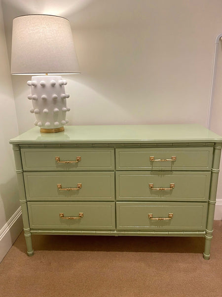 Vintage Classic Six Drawer Faux Bamboo Style Double Dresser Available to Customize!