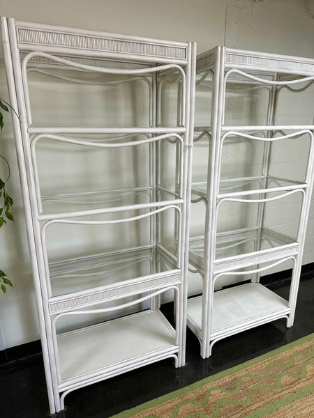 White Wicker Shelf Pair Available and Ready To Ship - Hibiscus House