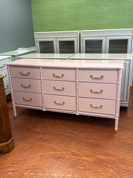 Vintage Classic Faux Bamboo Nine-Drawer Triple Dresser Available to Customize