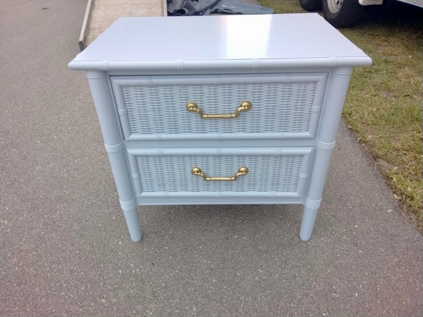 Dixie Furniture Faux Bamboo and Wicker Front Nightstand Pair Available for Custom Lacquer!