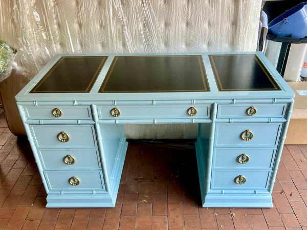 Vintage Drexel Bamboo Executive Style Writing Desk Available for Custom Lacquer