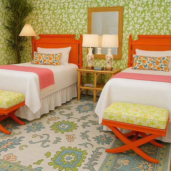 Vintage Faux Bamboo Pagoda Style Twin Headboard Pair Available for Custom Lacquer! - Hibiscus House