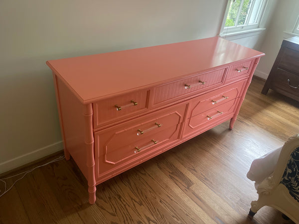 Vintage Broyhill Furniture Faux Bamboo Dresser Available for Custom Lacquer