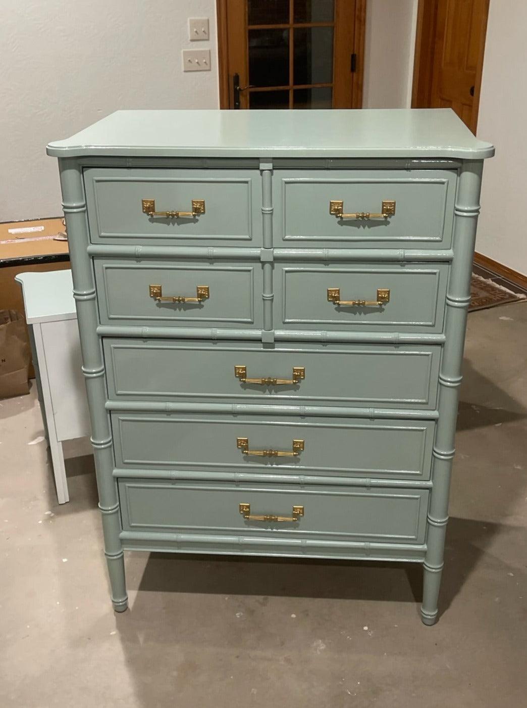 Vintage Henry Link Bali Hai Faux Bamboo Tallboy Chest Available