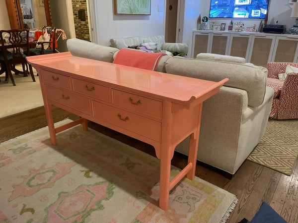 Vintage Century Furniture Pagoda 5 Drawer Console Table Available for Custom Lacquer! - Hibiscus House