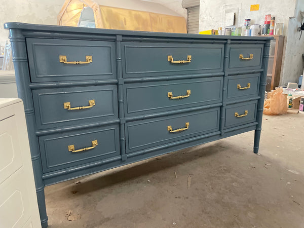 Vintage Henry Link Bali Hai Faux Bamboo Nine Drawer Dresser Available for Lacquer!