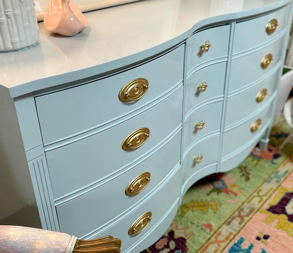 Antique Henredon Bowfront Mahogany Dresser Available for Custom Lacquer - Hibiscus House