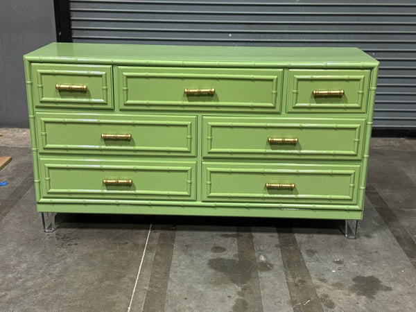 Vintage Dixie Aloha Faux Bamboo Seven Drawer Dresser Available for Custom Lacquer!!