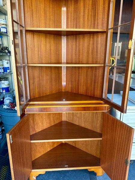 Vintage Corner China Cabinet with Arched Top Detailing Available for Custom Lacquer!