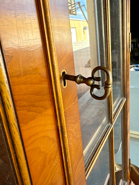 Vintage Corner China Cabinet with Arched Top Detailing Available for Custom Lacquer!