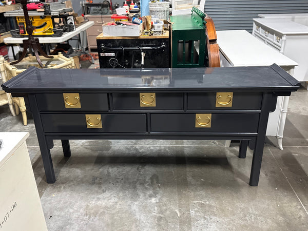 Vintage Century Furniture Pagoda 5 Drawer Console Table Available for Custom Lacquer