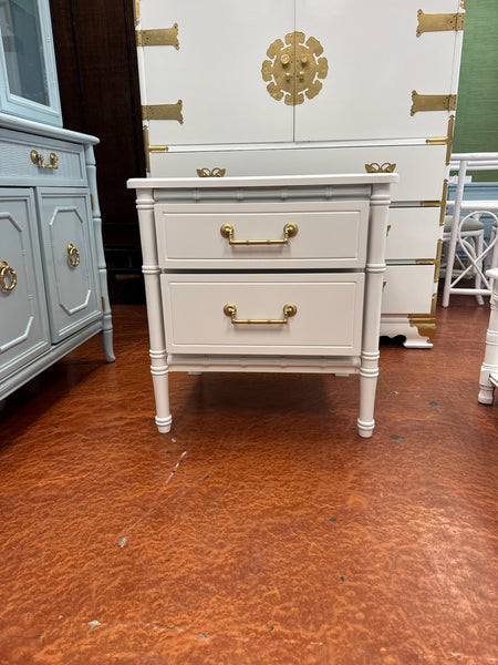Classic Vintage Faux Bamboo Straight Hardware Nightstand Available for Custom Lacquer! - Hibiscus House