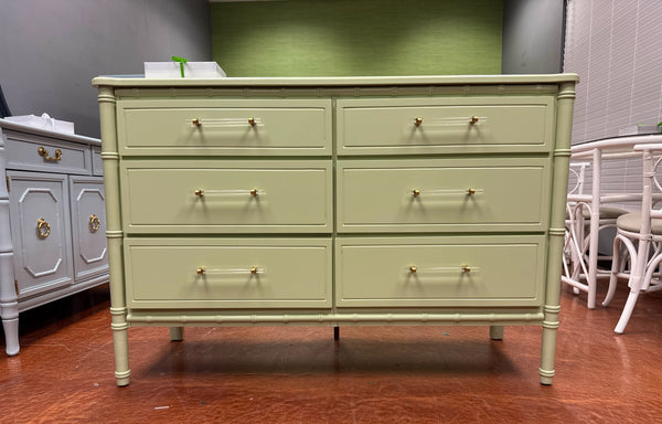 Vintage Faux Bamboo Six-Drawer Dresser Available to Customize - Hibiscus House