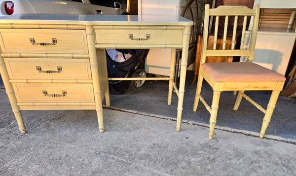 Vintage Henry Link Bali Hai Faux Bamboo Desk with BENCH Available to Customize