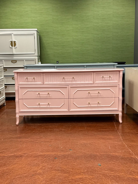 Vintage Broyhill Furniture Seven-Drawer Faux Bamboo Dresser Available to Customize!
