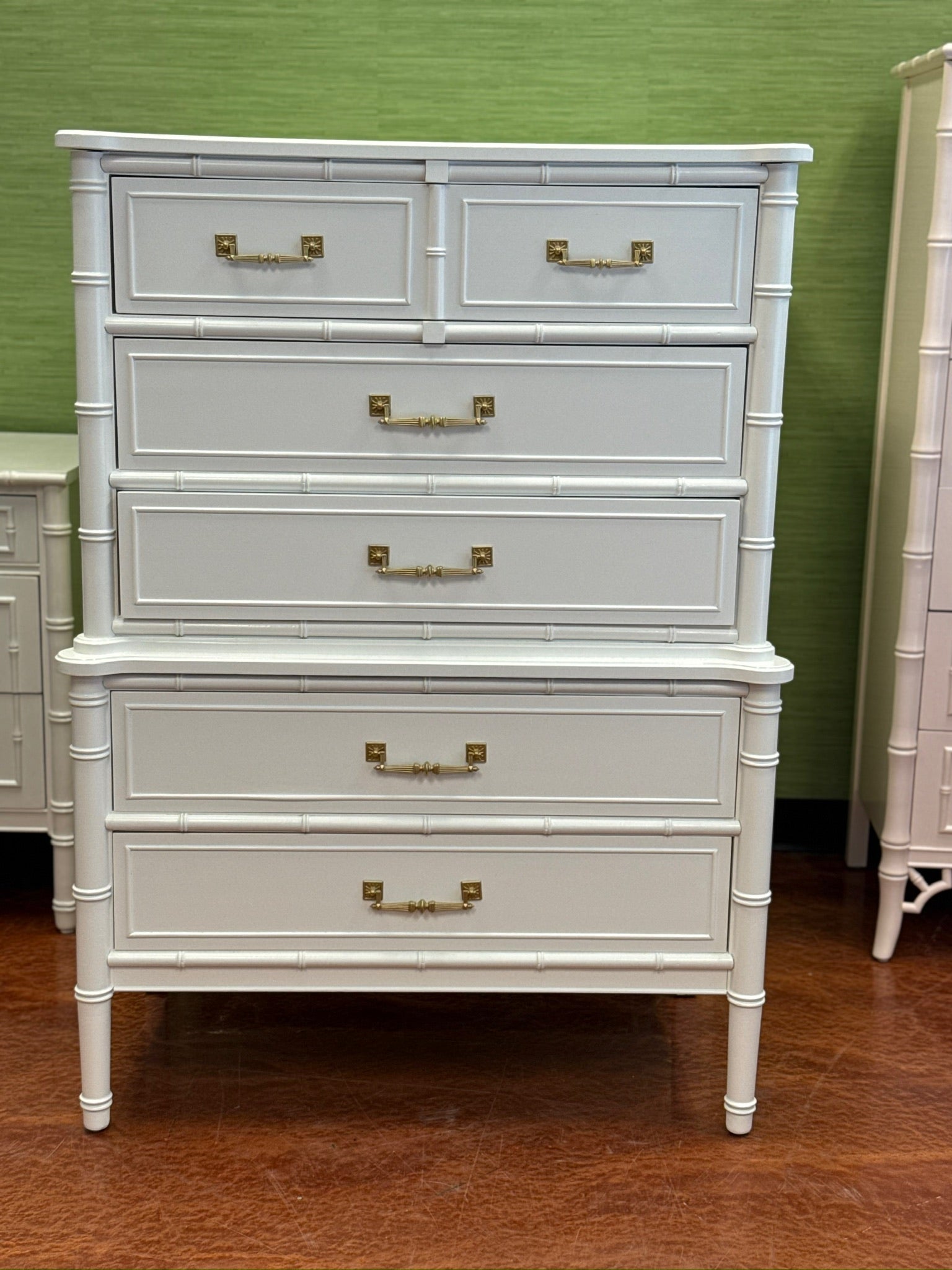 Vintage Henry Link Bali Hai Faux Bamboo Tallboy Chest Available to