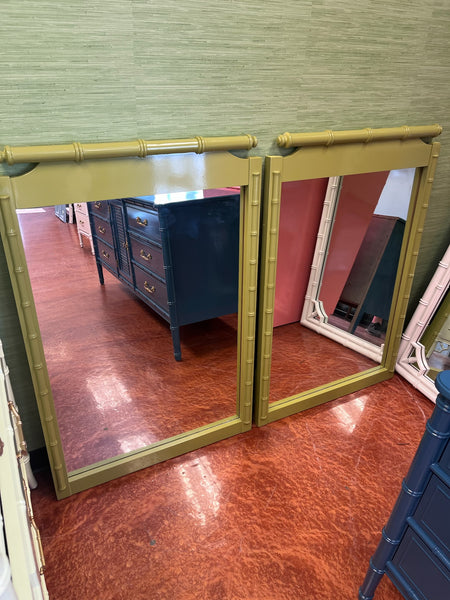 Pair of Vintage Faux Bamboo Classic Mirrors Available for Lacquer