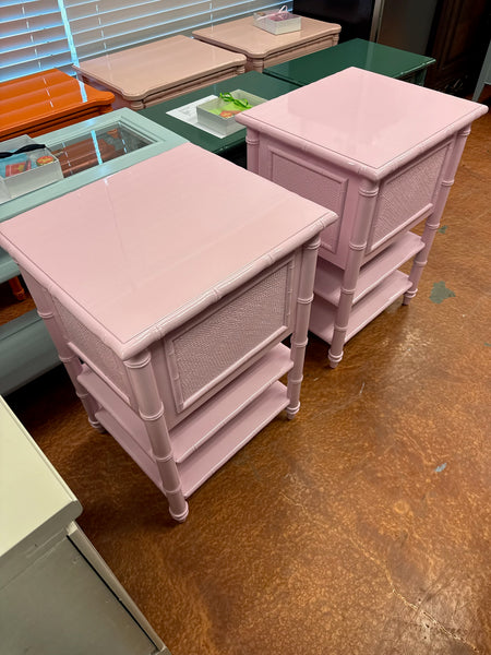 All Wood Tommy Bahama Bamboo End Table Pair Available for Custom Lacquer!
