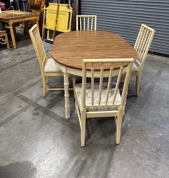 Round Vintage Faux Bamboo Dining Table (with Leaf) Available for Custom Lacquer!