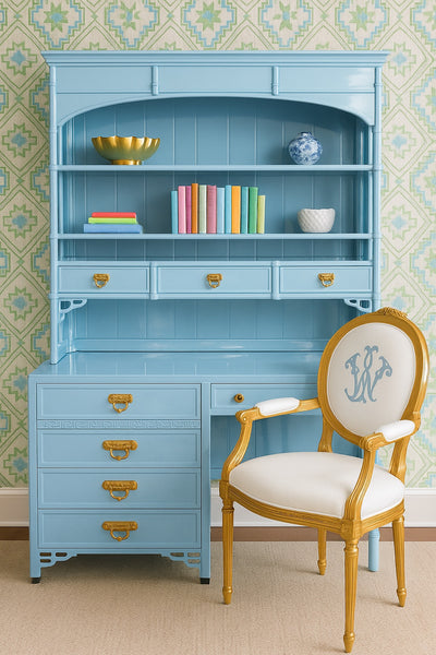 Vintage Dixie Shangrilah Desk with Hutch Available For Custom Lacquer!! - Hibiscus House