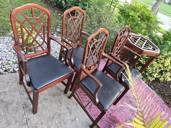 Vintage Hickory Chair Chippendale Chairs (set of four) with Arms Available for Custom Lacquer!