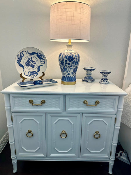 Vintage Broyhill Furniture Faux Bamboo Server Available for Custom Lacquer!! - Hibiscus House