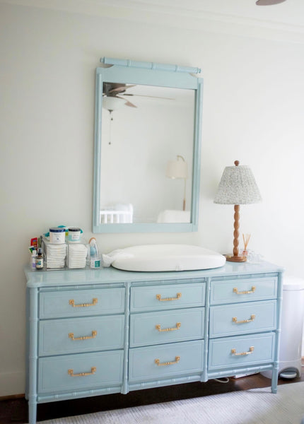 Vintage Faux Bamboo Classic Triple Straight Hardware Dresser Available to Customize!
