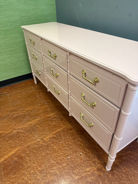 Vintage Faux Bamboo Nine-Drawer Classic Triple Dresser Available to Customize! - Hibiscus House