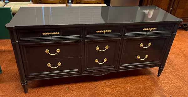 National Mount Airy Nine Drawer Traditional Style Dresser Lacquered in High Gloss Black Ready to Ship!