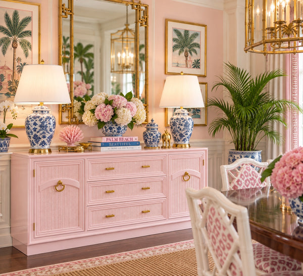 Vintage Bassett Furniture Faux Bamboo & Cane Buffet Available for Custom Lacquer!