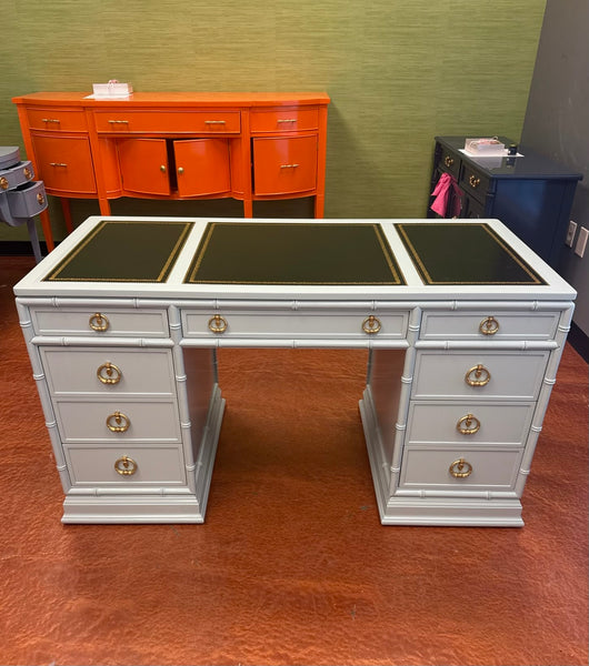 Vintage Drexel Bamboo Executive Style Writing Desk Available for Custom Lacquer