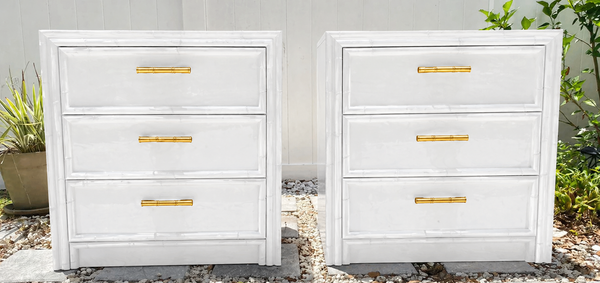 Vintage Lea Furniture Large Nightstand/Chest Pair Available For Custom Lacquer! - Hibiscus House