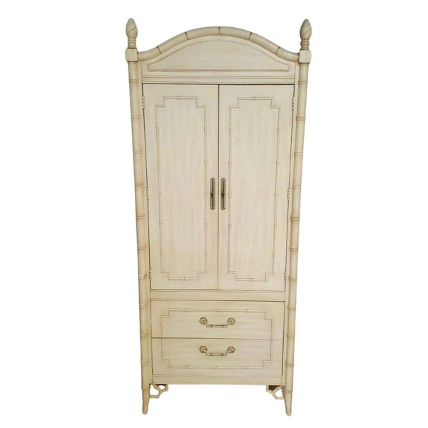 1970's Thomasville Allegro Faux Bamboo Armoire Available for Custom Lacquer - Hibiscus House
