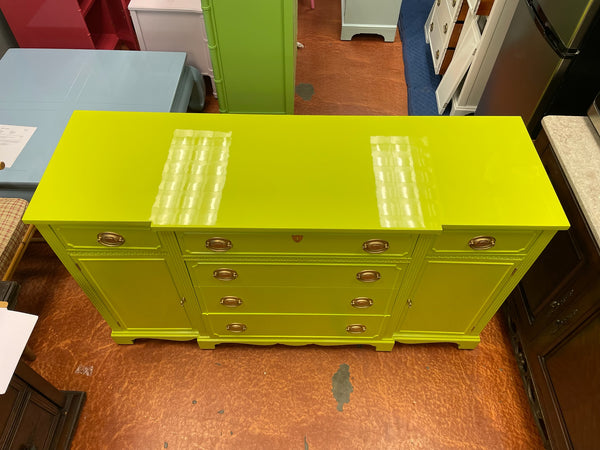 Vintage Duncan Phyfe Sideboard Lacquered in "Eccentric Lime" and Ready to Ship! - Hibiscus House