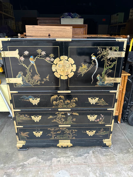 Vintage Tansu-Style Chest/ Armoire with Butterfly Hardware Available for Custom Lacquer!