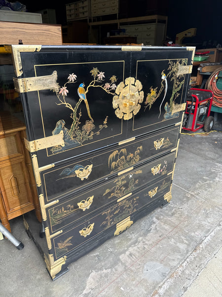 Vintage Tansu-Style Chest/ Armoire with Butterfly Hardware Available for Custom Lacquer!