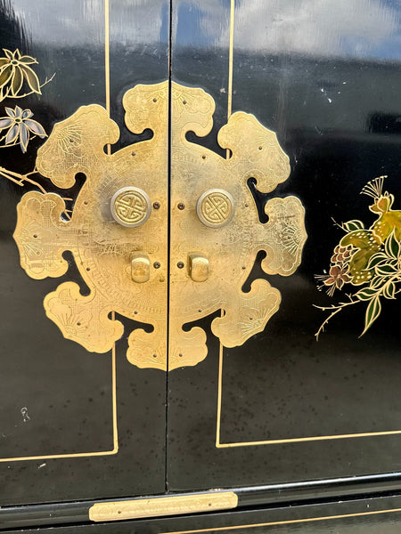 Vintage Tansu-Style Chest/ Armoire with Butterfly Hardware Available for Custom Lacquer!