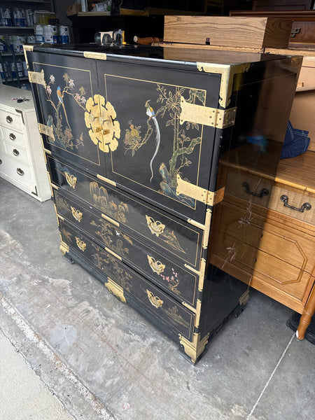 Vintage Tansu-Style Chest/ Armoire with Butterfly Hardware Available for Custom Lacquer!