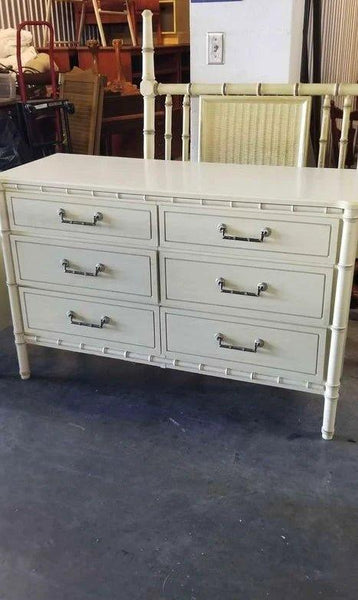 Vintage Classic Faux Bamboo Six Drawer Double Dresser Available for Custom Lacquer! - Hibiscus House