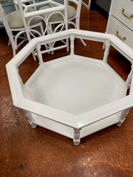 Vintage Faux Bamboo Glass Top Coffee Table by Mersman Furniture Available for Custom Lacquer!