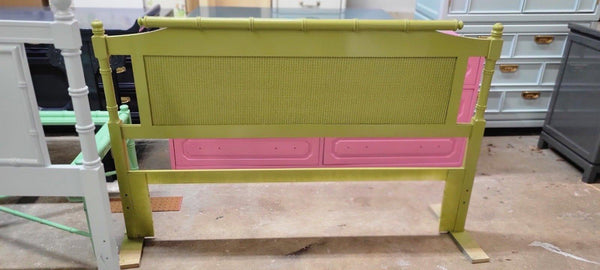 Vintage Classic Pagoda Style Faux Bamboo Queen Headboard Available for Custom Lacquer - Hibiscus House