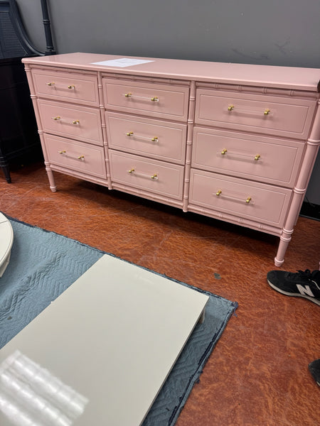 Vintage Faux Bamboo Classic Triple Straight Hardware Dresser Available to Customize!