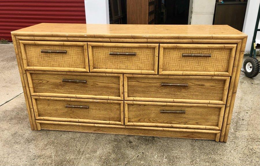 Vintage Lea Furniture Faux Bamboo Seven Drawer Dresser Available for Custom  Lacquer