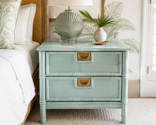 Vintage Stanley Style Nightstand Pair with Bamboo Detailing Available for Lacquer - Hibiscus House