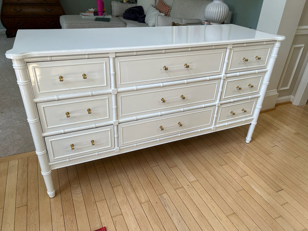 Vintage Henry Link Bali Hai Faux Bamboo Nine Drawer Dresser Available for Lacquer!