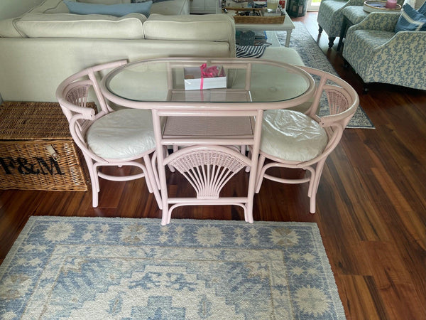 Vintage Faux Bamboo Honeymoon Style Table and Chairs Available for Custom Lacquer!