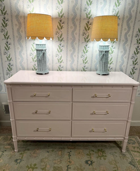 Vintage Classic Faux Bamboo Six Drawer Dresser Available to Customize!