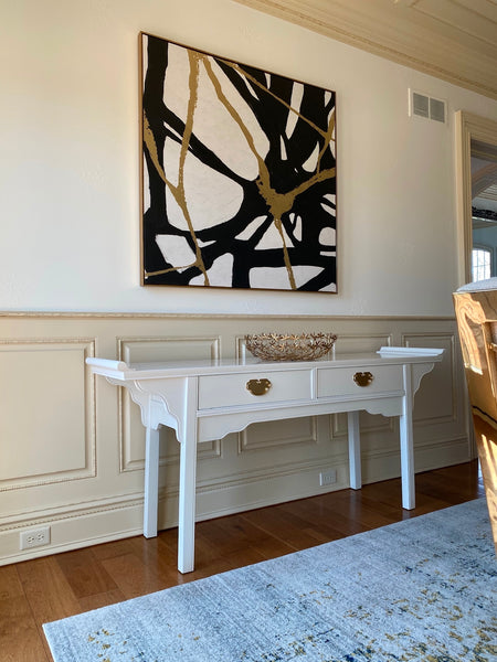 Vintage Century Furniture Pagoda Style Two-Drawer Console Table Available for Custom Lacquer
